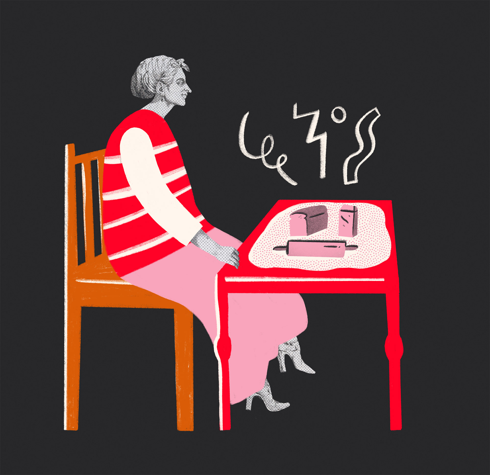 Ilustração para embalagem Eternal Carbs feita por Boeni