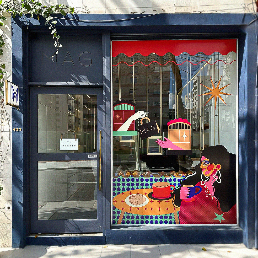 Ilustração para vitrine MAG Market feita por Hellen Vieira