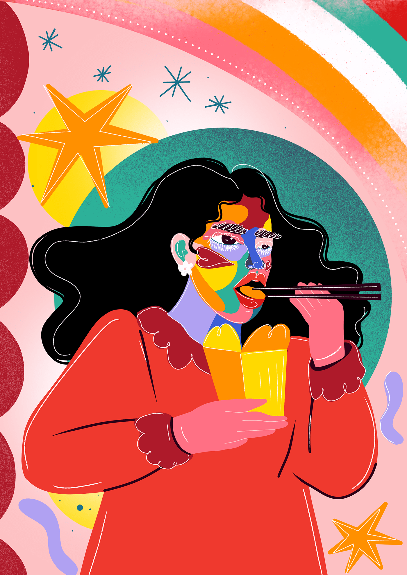 Ilustração editorial Vida Simples feita por Hellen Vieira