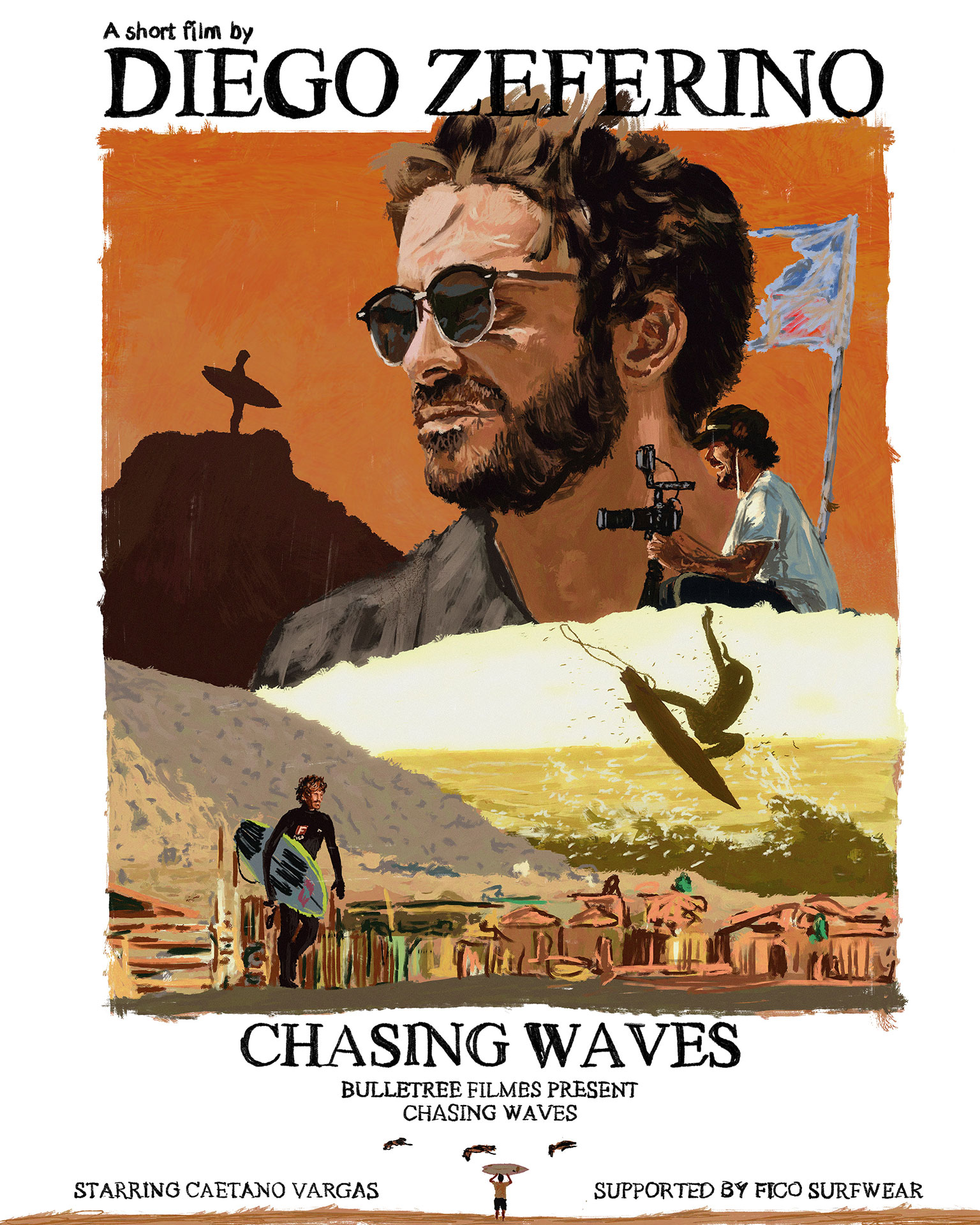 Ilustração para cartaz Chasing Waves por Diego Zeferino feita por Ilustrablack