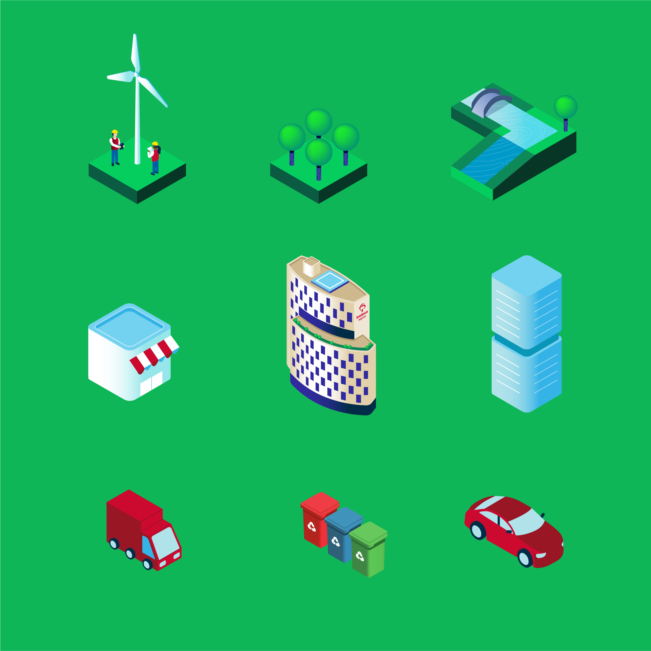 Ilustração feita por Rodrigo César para Bradesco Seguros