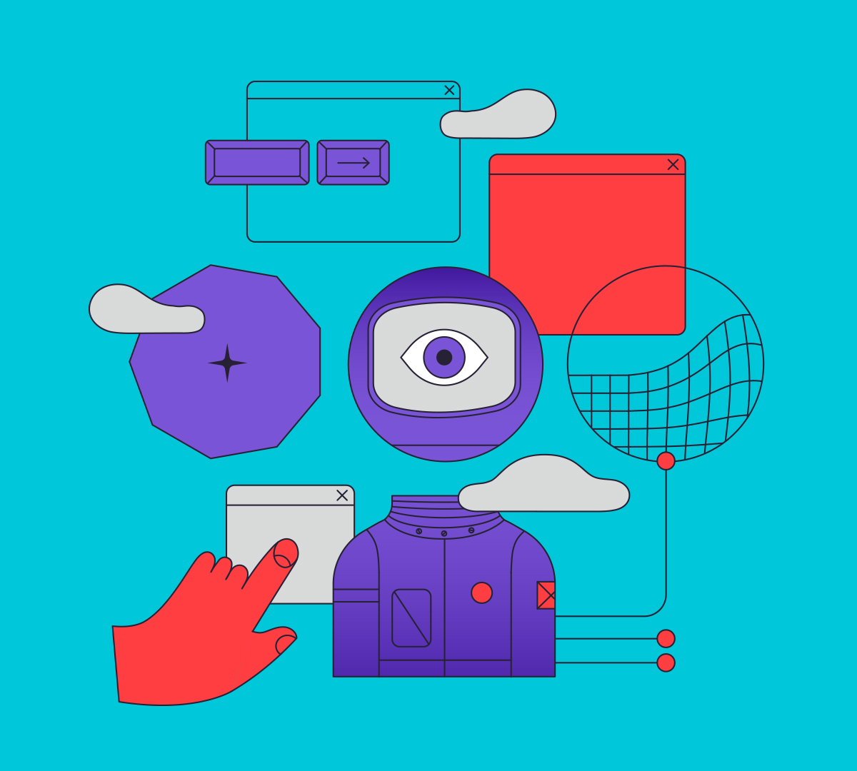 Ilustração feita pelo Rodrigo César para a identidade visual da Inteli