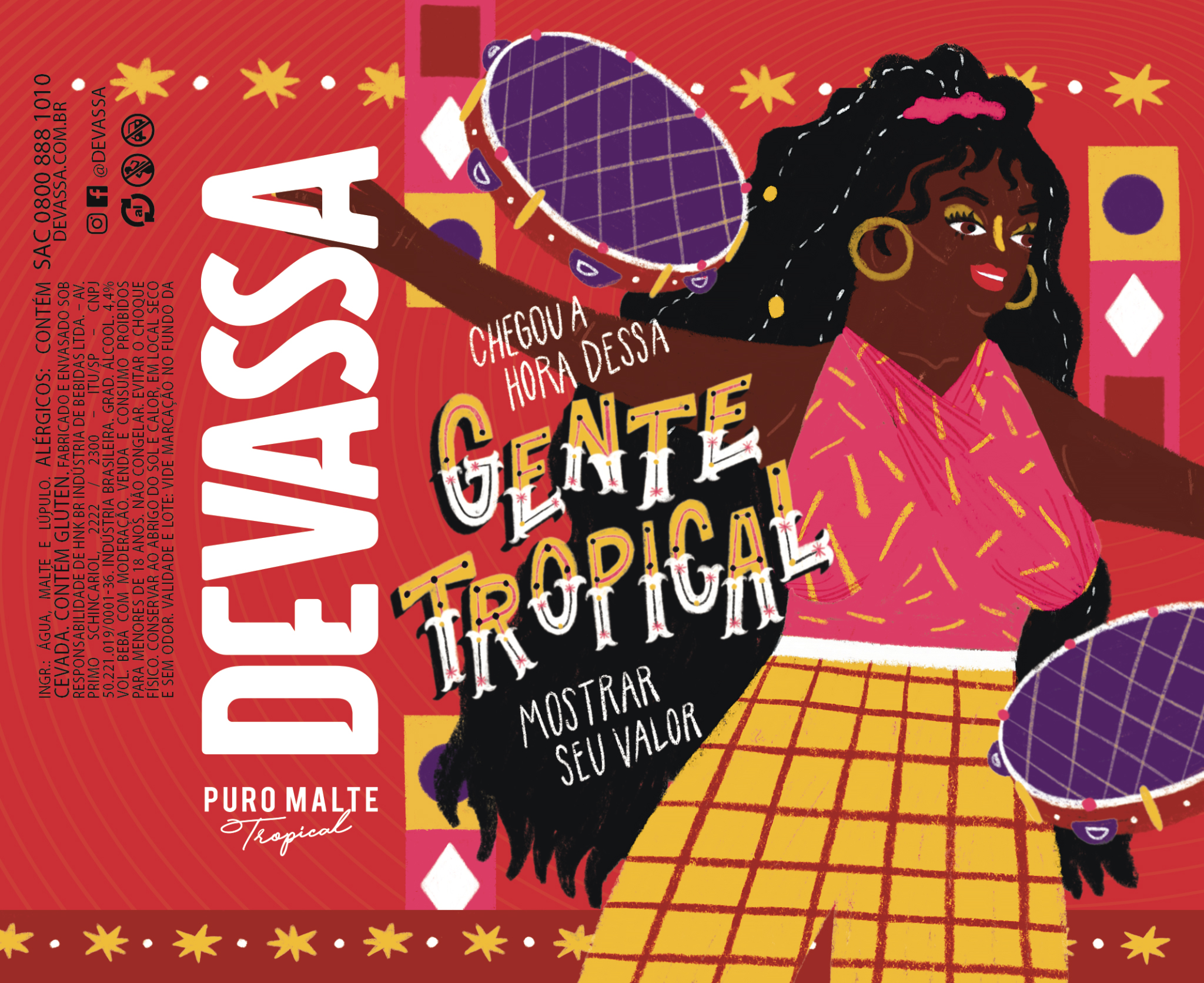 Ilustração de rótulo para Devassa feita por Herbert Loureiro