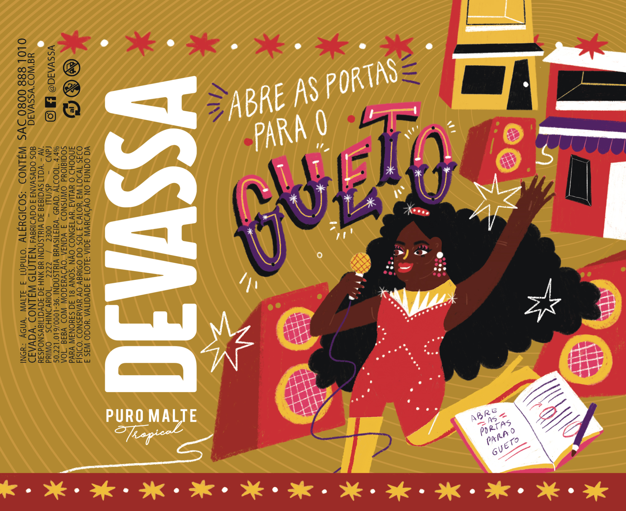 Ilustração de rótulo para Devassa feita por Herbert Loureiro