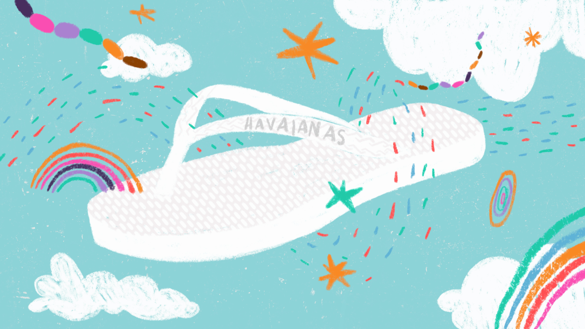 Ilustração de campanha para Havaianas feita por Herbert Loureiro