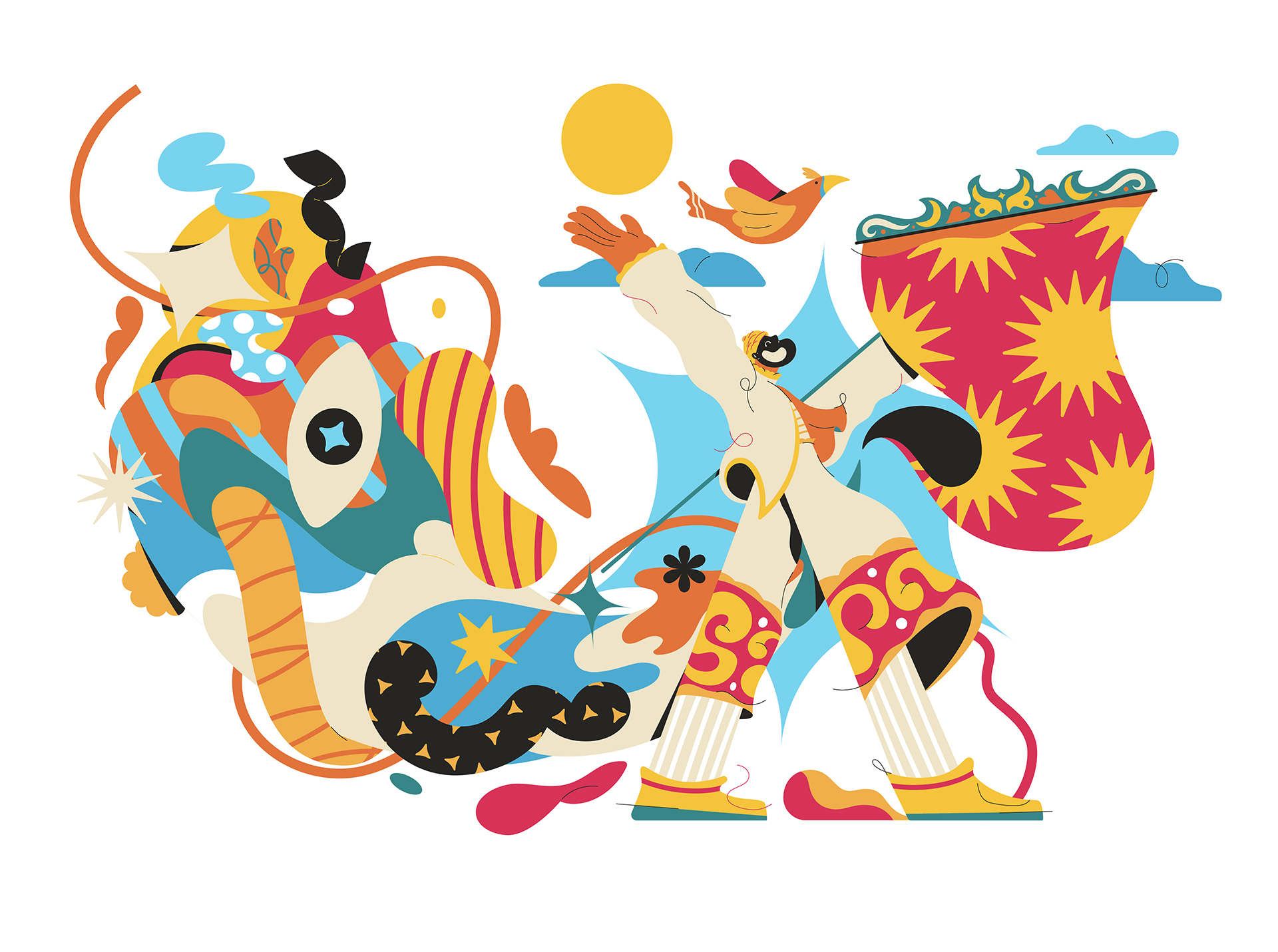 Ilustrações para Carnaval oficial de Fortaleza feita por Pevê Azevedo