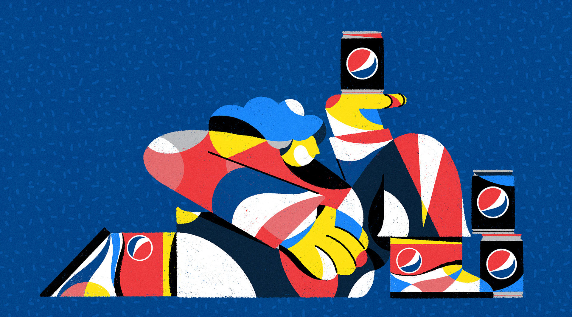 Ilustração para ativação de marca Pepsi feita por Pevê Azevedo