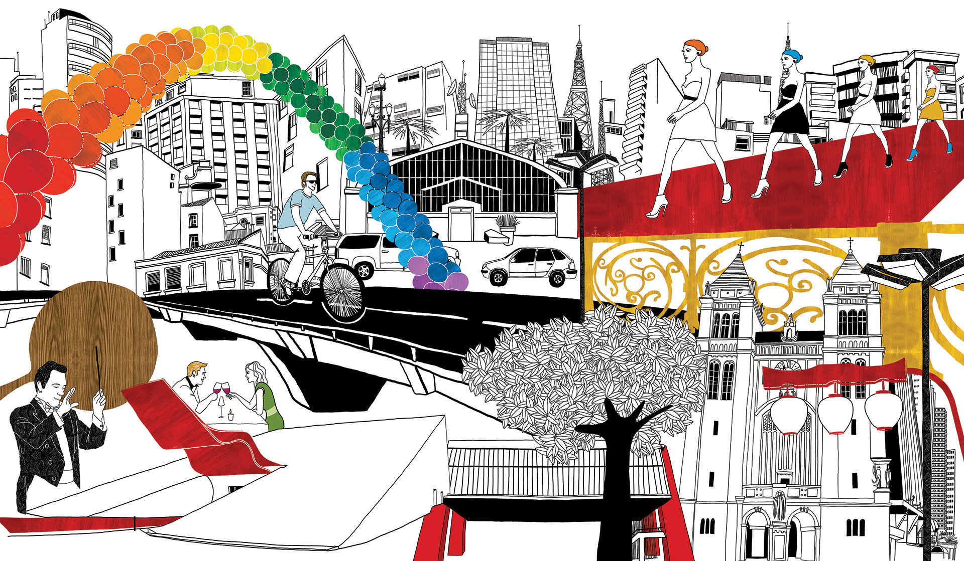 Ilustração para campanha Secretaria de Turismo da Cidade de São Paulo feita por Adriana Alves