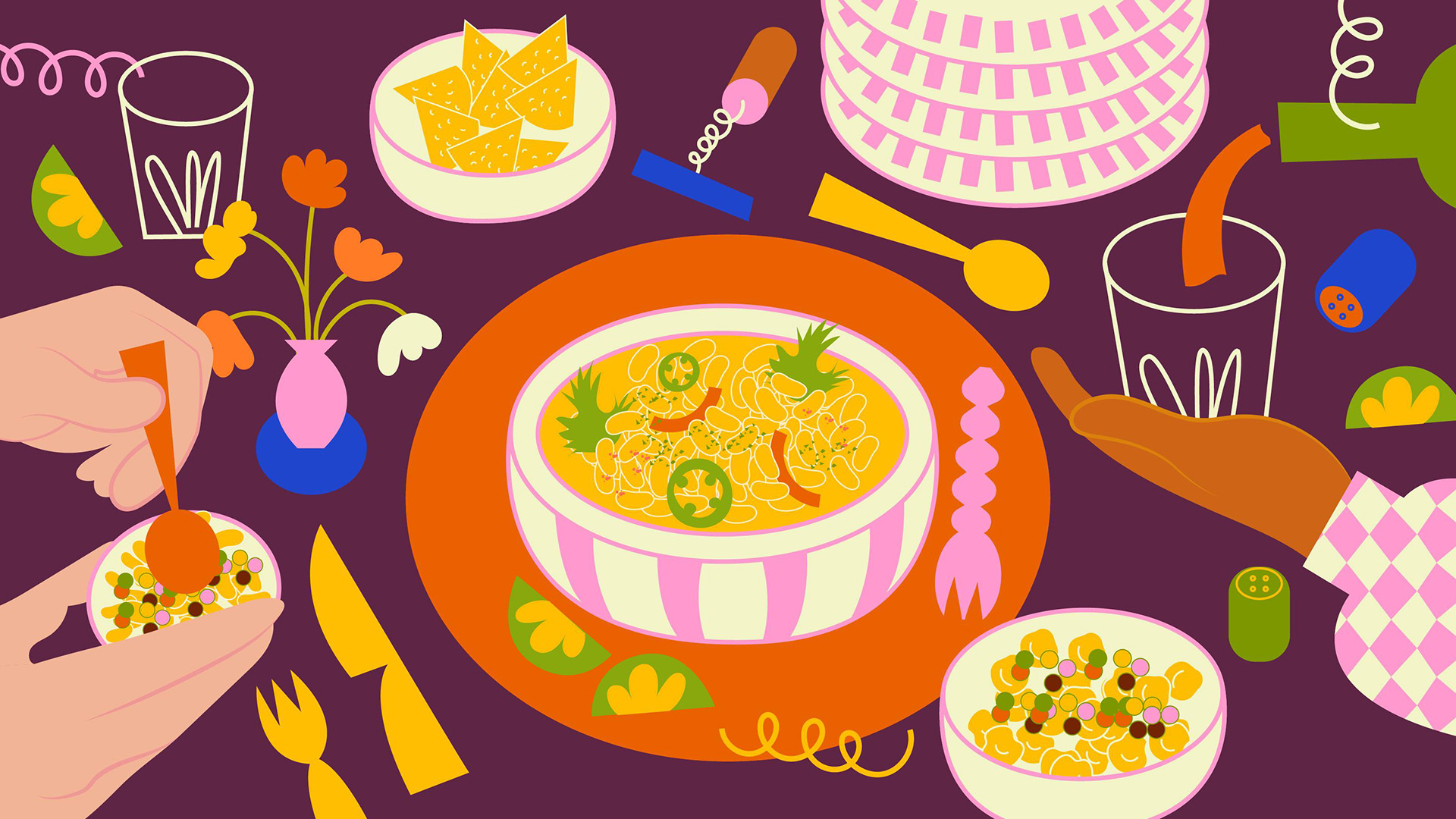 Bush & Beans, ilustração digital feita pela Marina Esmeraldo para artigo