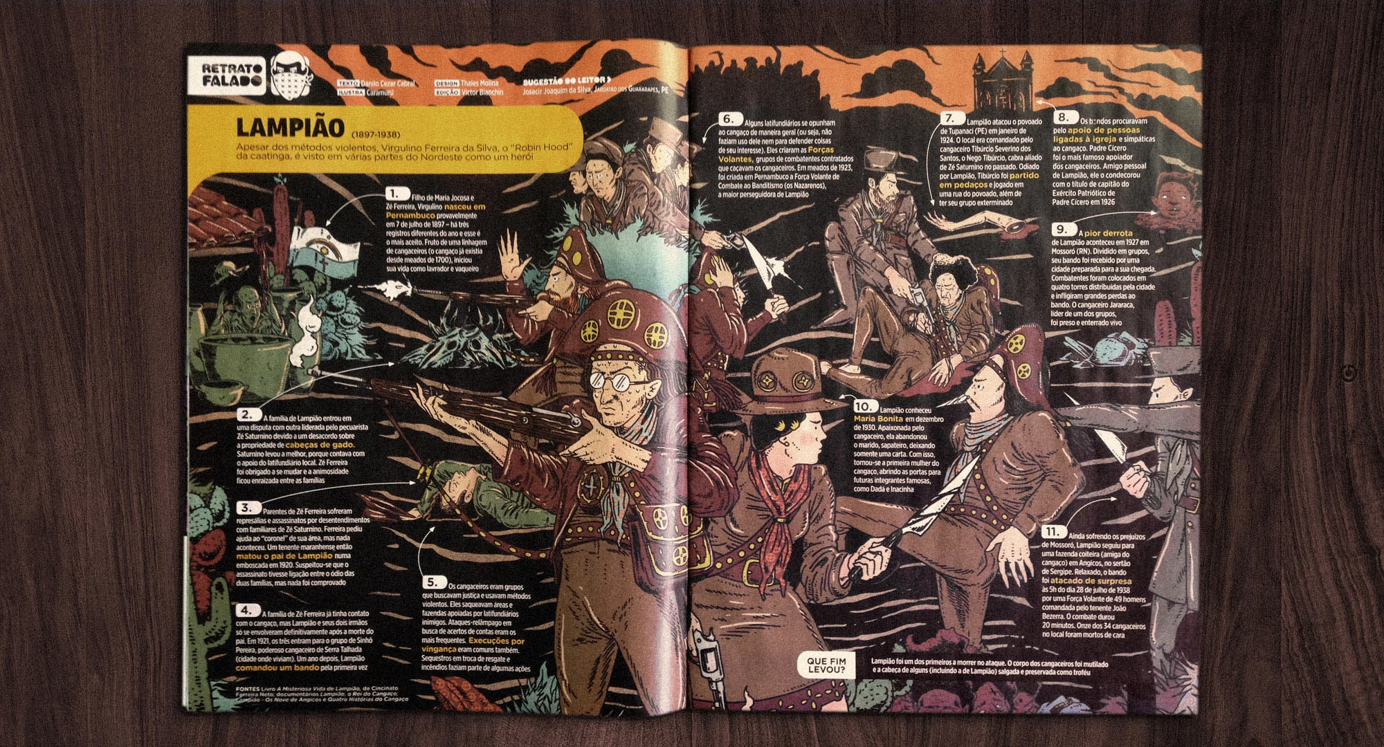 Ilustração editorial para a matéria “Lampião, o rei do cangaço”, para a revista Mundo Estranho